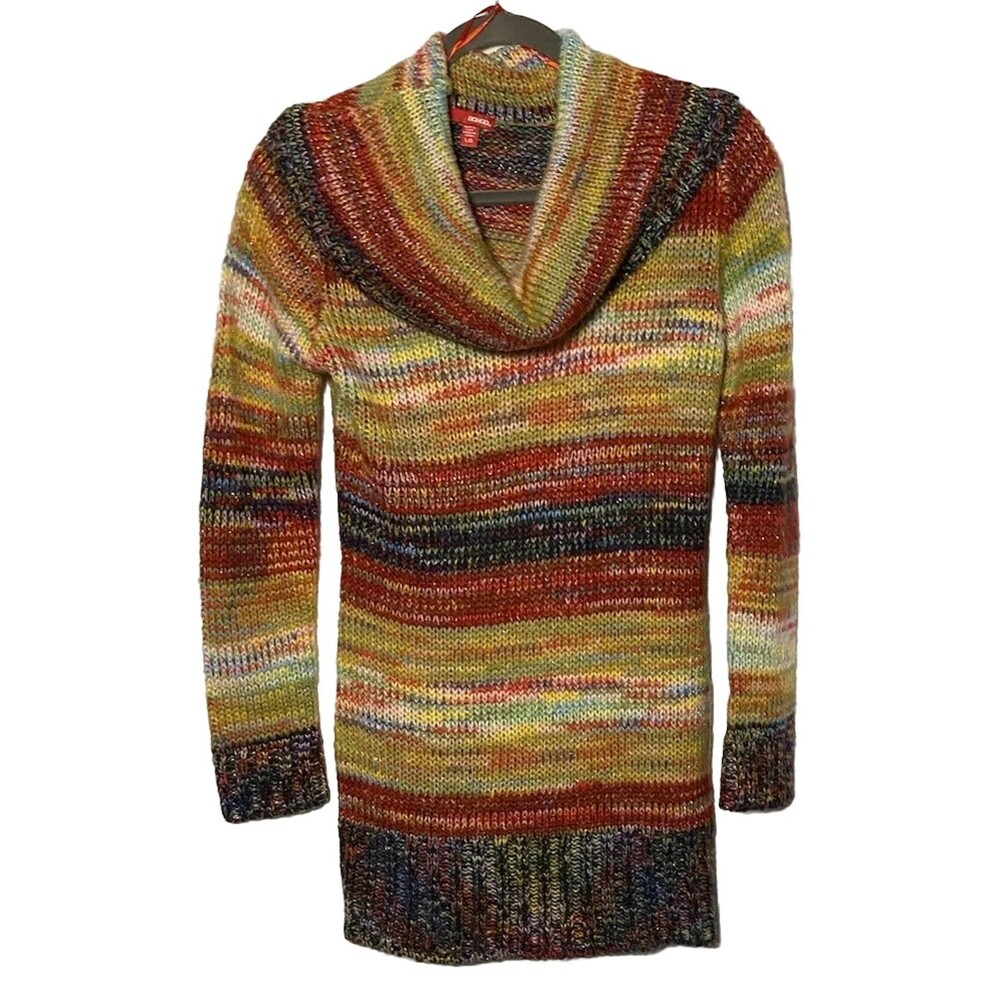 Bongo Women's Sweater Size Large Knit Cowl Neck Y2K Sparkle Striped Top